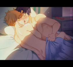 juniperarts:  Man … I just really wanted to draw something sexy and intimate between these two. Hope y’all do not mind. They are in Nagisa’s room. I’m a little embarrassed by this I usually don’t draw so nsfw. 