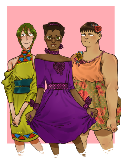 aromantickinjou:  Remember when the third years were tiny and wore dresses that Kinjou made to the cultural festival. I think about that a lot. 