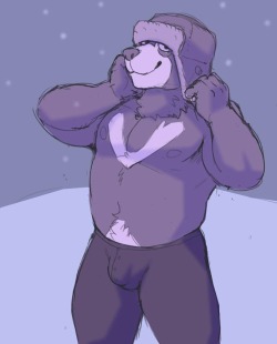 willyslothbear:  yamasmut:  WillyBear bein a sillybear. Just cause you like the cold doesn’t mean you should gallivant in long johns in the snow!  I DO WHAT I WANT!!!