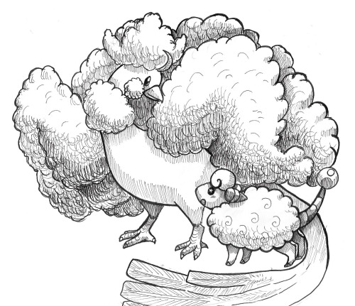 Inktober/Pokehalloween – Favorite Mega EvolutionA big, giant, poofy cloud bird/dragon/fairy th