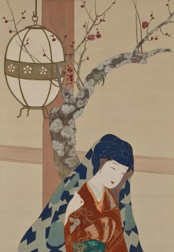 japaneseaesthetics:  View of a TempleVisit.  ink and color on silk.  About 1920’s, Japan.  Artist Itô Shôha, 1877-1968 