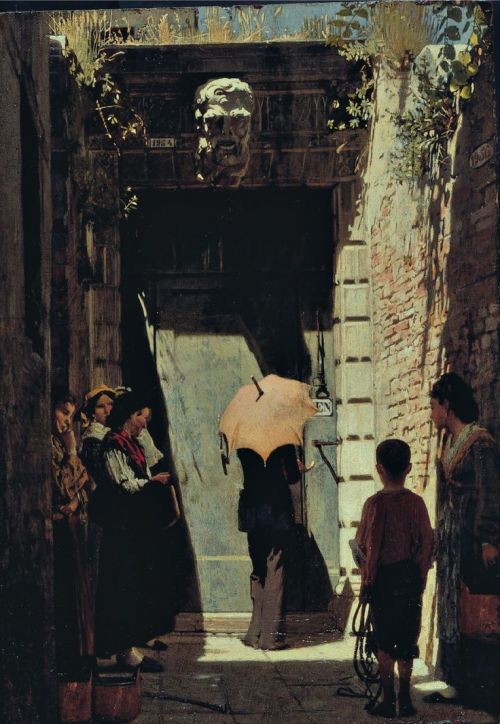 walzerjahrhundert:Giacomo Favretto, Ingresso di una casa patrizia a Venezia, 1874