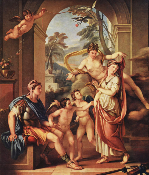 jaded-mandarin:Gavin Hamilton. Venus giving Helen to Paris as his Wife, 1782.