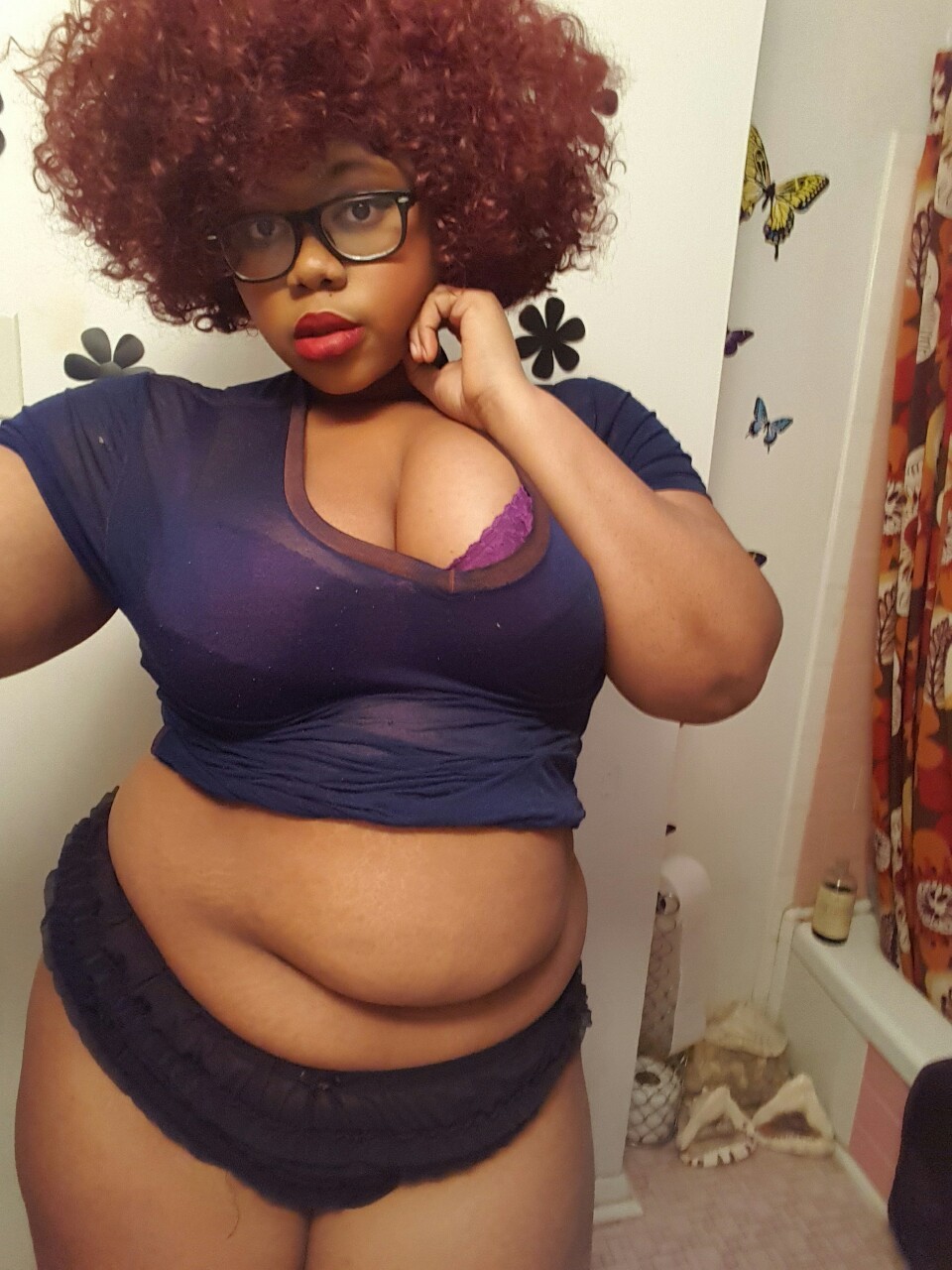 afatblackfairy:  Lazy Day~ ♡  If you want to see me wearing…less and you think