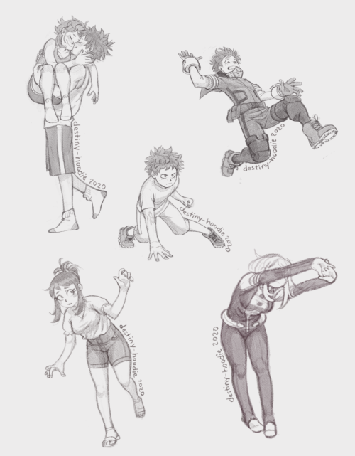 A few Uraraka and Deku sketches from a while ago