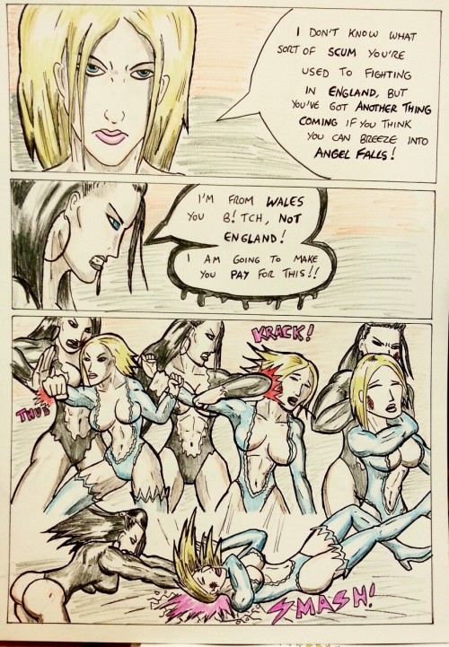 Kate Five vs Symbiote comic Pages 34 - 43  Kate and Ms Blitzen go toe-to-toe