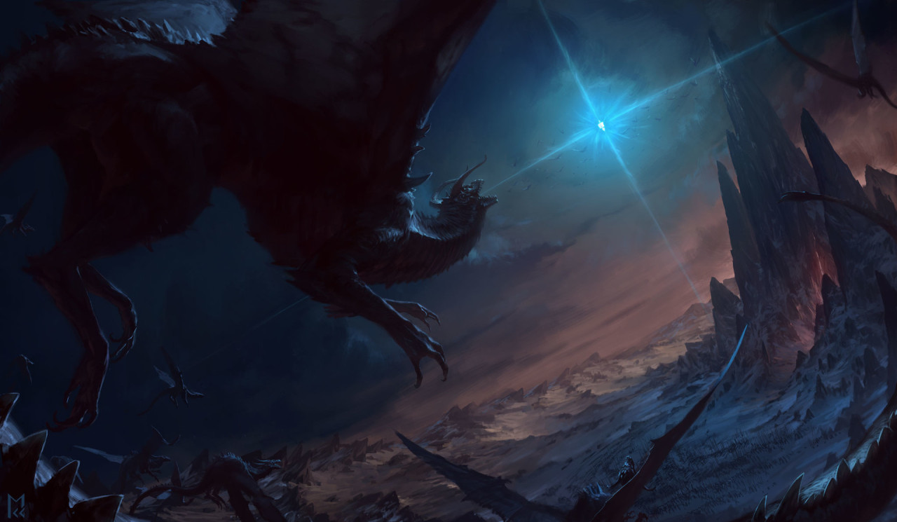 cyberclays:   The Dragon and the Star  -  Silmarillion  fan art by  Manuel Castanon