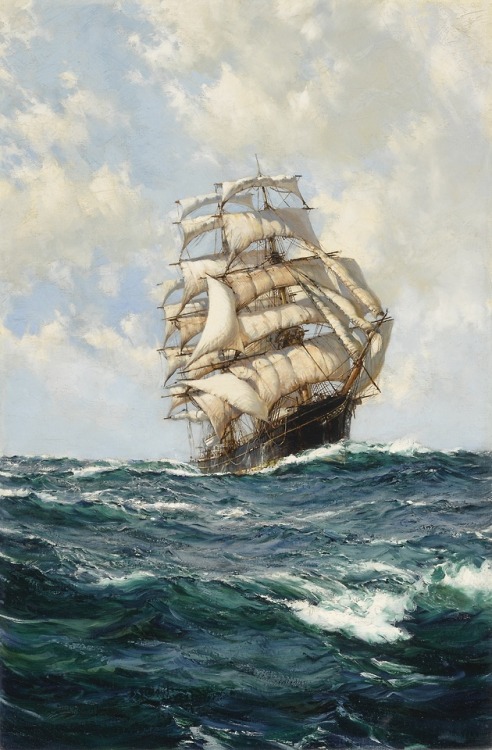 Montague Dawson - Nearing port: The great tea clipper - Early 20th century- Link to High resolution 