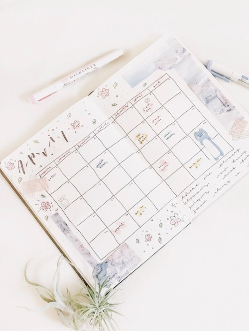 daisiestudies:my monthly spread for April- I’m really happy with how it turned out. hope you’re all 