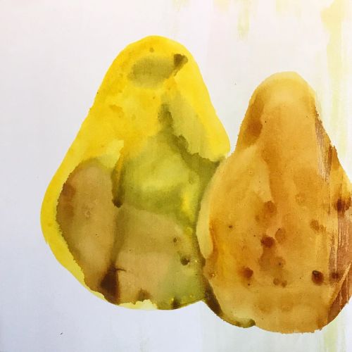 Detail of A Pair of Pears. Just you and me.Acrylic on paper, 16x12”. #abstractpainting #light #con