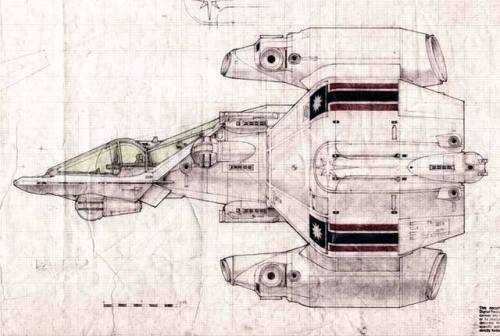 eighties-o-rama:  The Gun Star (from the Last Starfighter) design by Ron Cobb   Cool