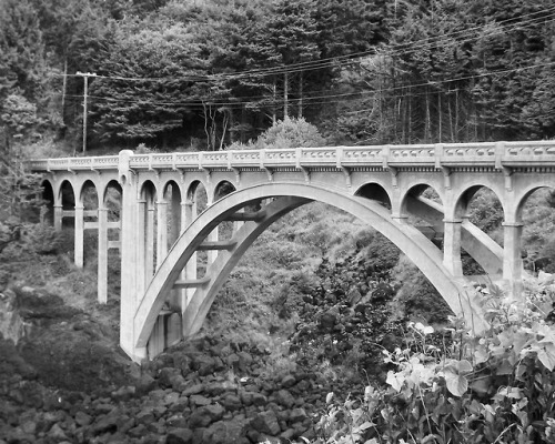 Bridge on US 101 Near Heceta Head Lighthouse, Oregon.The pre-World War II Bridges on the Oregon Coas