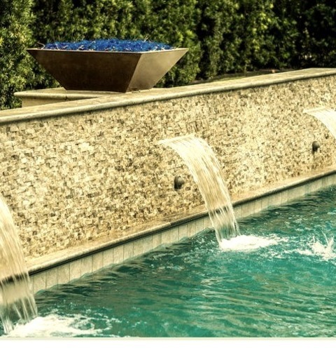 Poolhouse - Mediterranean PoolInspiration For A Large Mediterranean Backyard Concrete Paver And Rectangular