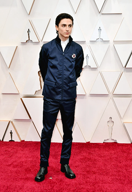 p-pikachu:Timothée Chalamet attends the 92nd Annual Academy Awards.