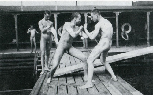 gayartplus: Today we remember a time when it was natural for men to swim naked – at the YMCA, 