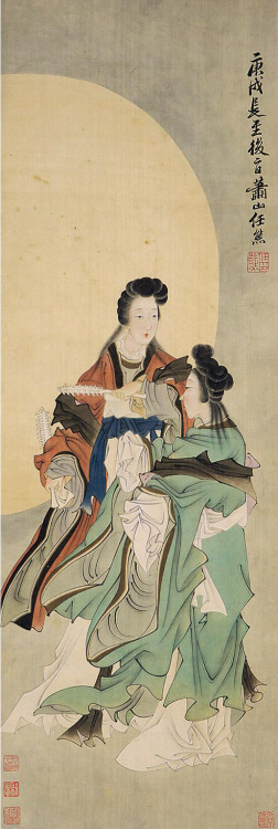 Two women by Ren Xiong, 1850 