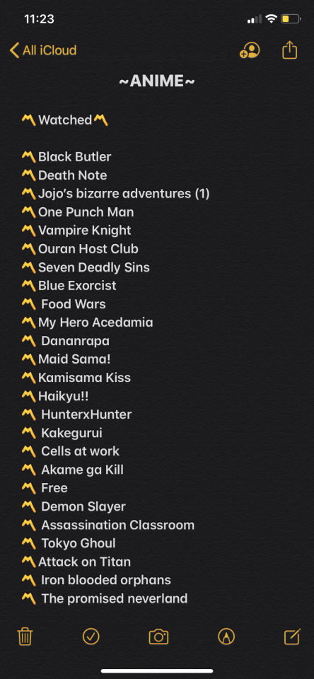 KAE — MY ANIME WATCHED LIST IN ORDER OF WHAT IVE WATCHED...