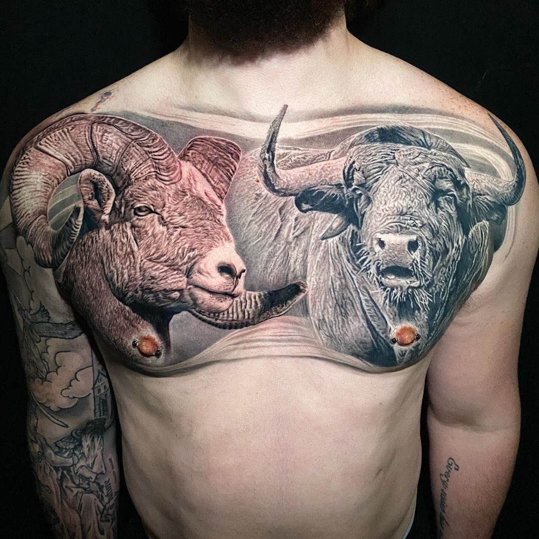 Dan Mattingly Tattoo, Finished up this huge chest piece on Richard,...