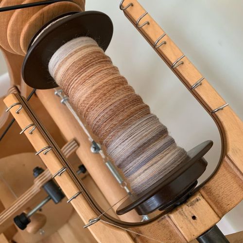 Finally back to working on this 3 ply yarn. This is the second ply. I started this back in December.