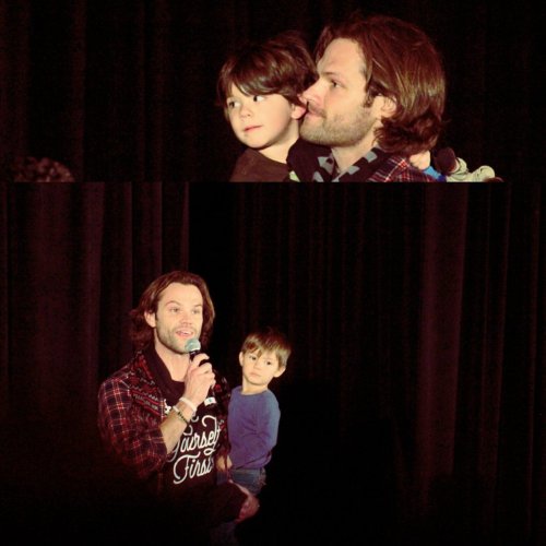 admiringjaredpadalecki:Jared Padalecki holding his sons , Thomas and Shep ©