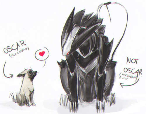 My friend keeps to confuse their dog with Bladewolf. I thought that drawing them next to each other 