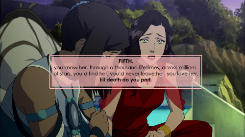 avatarwaterbender:five thing you know and one you don’t (insp.)Korrasami is canon. It’s been exactly