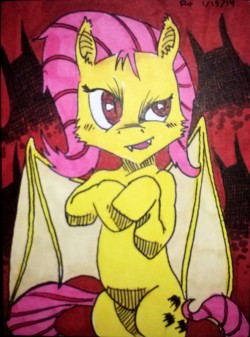 rapidostar:  Drawn today: A Flutterbat! Done with markers on a trading card. 