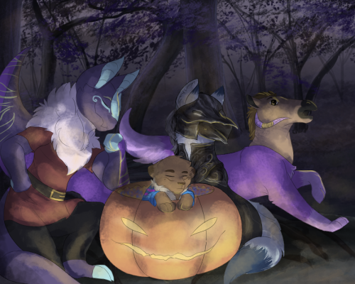 Happy Halloween! Here is everyone ready? to go and get some candies.