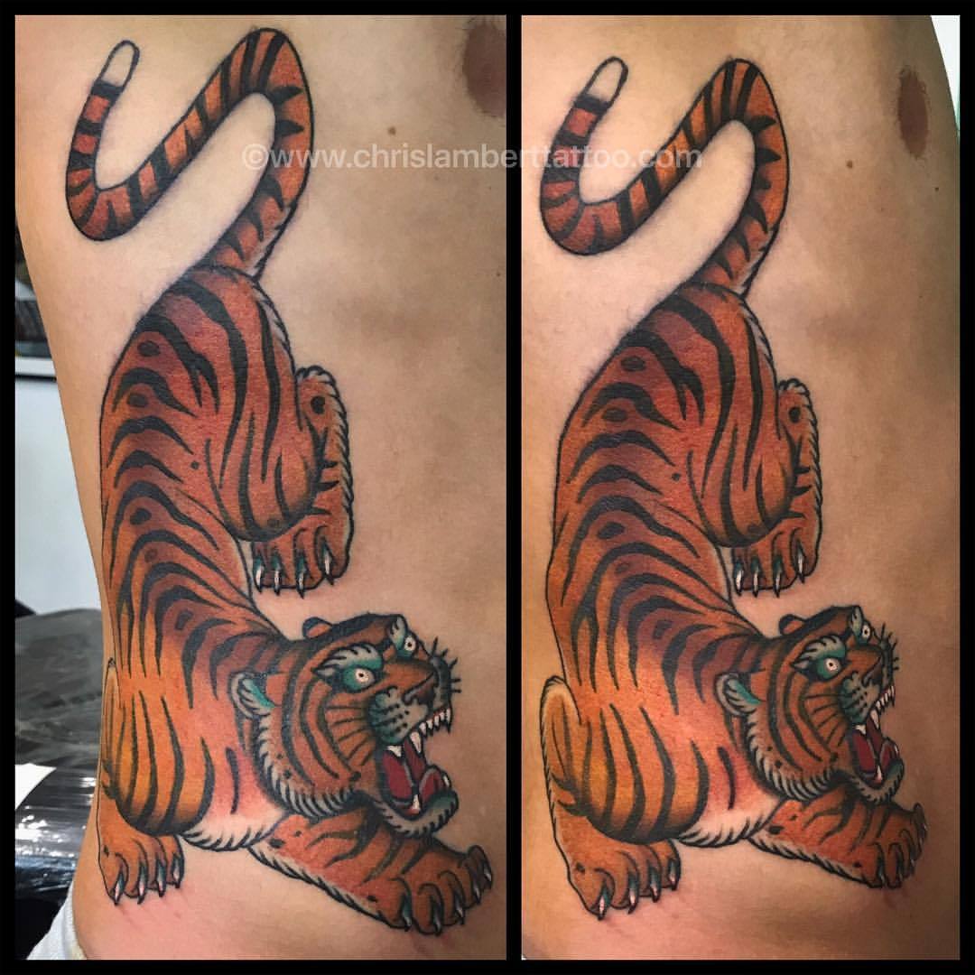 Japanese Tiger Tattoo On Side Rib