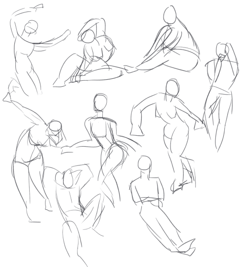 30 second figure drawing exercises. Admittedly one of them was a minute long sketch by an accident.