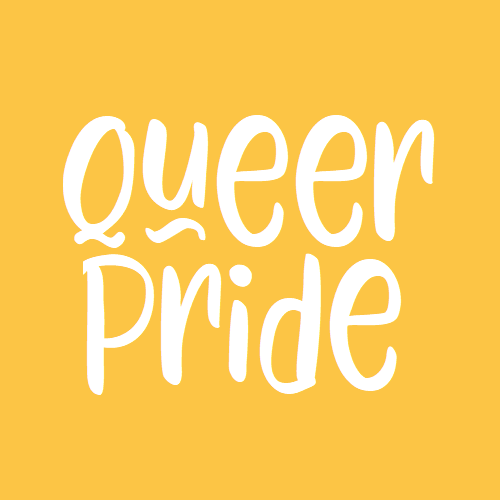 nonbinarypastels: [Image Description: A yellow color block with text that reads “queer pride”]