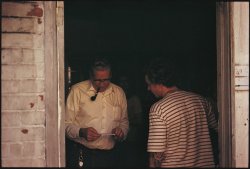 oldsparky:  Rare photo of Ed Hardy talking to Sailor Jerry, taken at the Council of the Seven, Dec. 1972. Don’t know if there’s any others of the two of them together. 