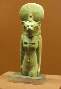 dwellerinthelibrary:Rosicrucian Museum by rocor on Flickr. “Large Amulet of Sekhmet. Dynasty 26. Faience.”