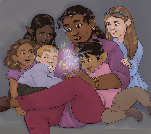 bi-blue:ceylonntea:children! love! gilmore![ID: Gilmore sitting with his left calf resting on his ri