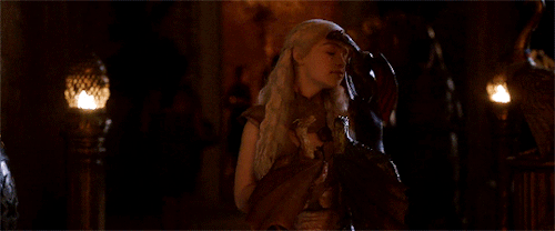 captainpoe:Drogon being a good boy to his mommy.