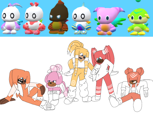 drew some ‘chidnas with chao-based markings cause of thisreblogs &gt; likes