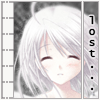 pale anime girl with white hair, eyes are shut and then test reads vertically as l o s t ...