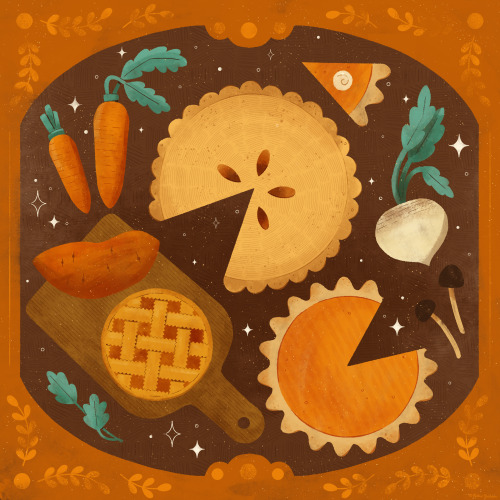 Day 20 PIE + ROOT VEGGIES! I feel like autumn calls for some root veggie pies!-Robin Sheldon Illustr