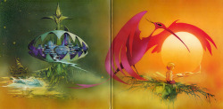 jakelionstumblr:  farcasting-to-novaterra:  jakelionstumblr:  Roger Dean is rad already but this gatefold image is DELUXE  I have only seen this cover credited to Heinz Dofflein.   oh dang my bad. It just seemed very Deany, I was too quick to assume.