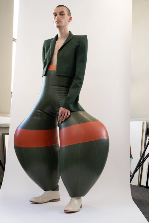 Harikrishnan&rsquo;s inflatable latex trousers create &ldquo;anatomically impossible&rdq