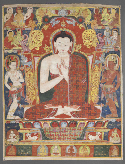 bulletproofbhatki: Vairocana West Tibet 13th c. Distemper on cotton 61.5 x 82 cm  (24 ¼ 