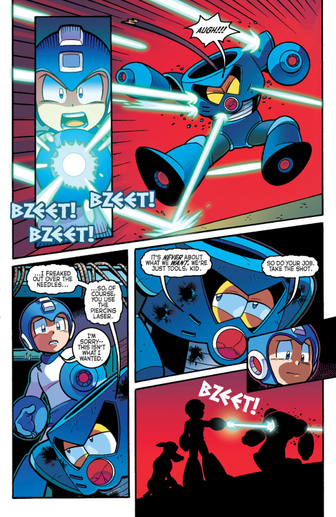 thedrunkenkrampus:  There’s a lot I like about the Megaman comic. It’s done a really good job of looking at the ethical implications about robots and their desires and interactions. It’s a very Asimov-inspired look at artificial intelligence that