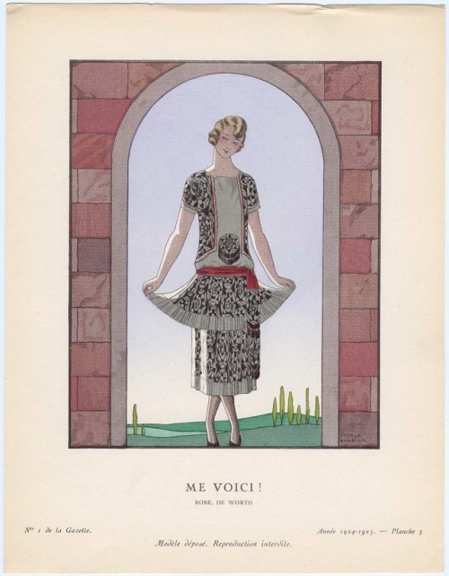 French fashion plates from the Gazette du Bon Ton by George Barbier (each plate gives the date, the 