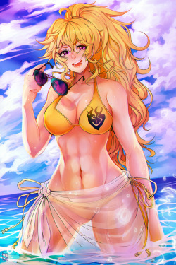 jennwolfesparreaux: Beach Yang!  First in my series of RWBY gals and guys hitting the beach! :D  ;9