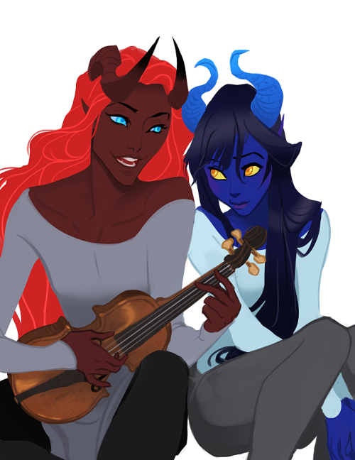 *That’s not how you play a violin..-Some doodles for my Tiefling bard.  He’s had many names, but non