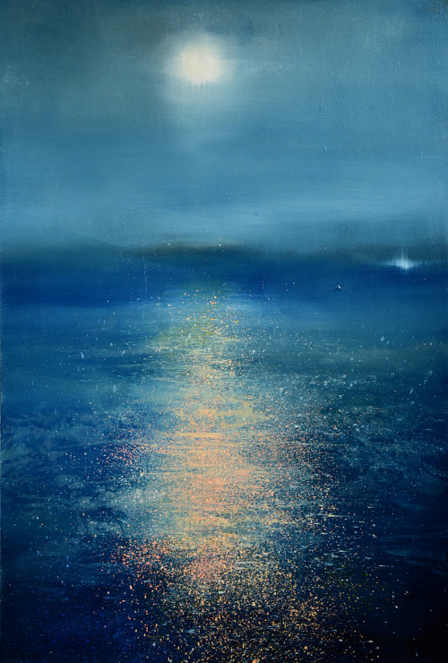 redlipstickresurrected:  Maurice Sapiro aka Maurice L. Sapiro (American, b. 1932, NJ, USA) - Moonglow, 2014   Paintings: Oil on Panel