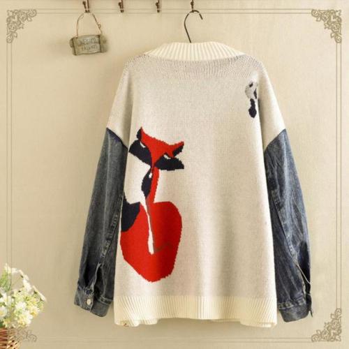 Denim Sleeves Fox Cardigan Sweater starts at $48.90 ✨✨ I like this one. What about you? 