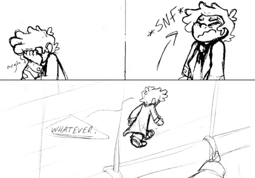 Bipper wipes his face and takes a big, deep breath to try and pull himself together. Then he turns and stalks off through the backstage, muttering "Whatever."