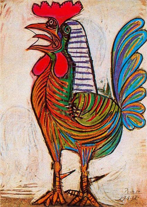 Pablo Picasso, A Rooster. 1938, pastel on paper. Private collection.