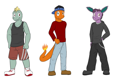 Anthro Pokemon - Gen 1A charmander, machop, and nidoran.  Once again, something for a non-existent Pokemon Combat Academy (PCA) style story idea that I had floating around in my head.